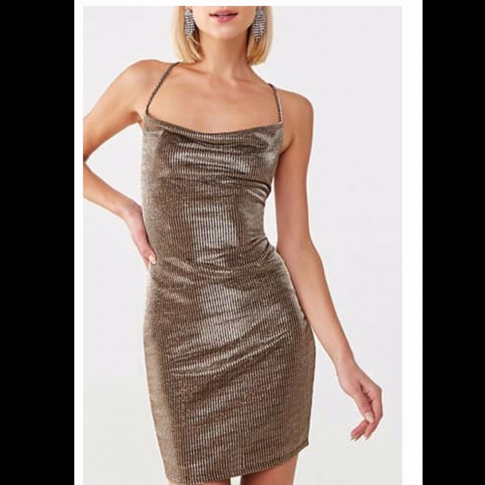 Metallic Gold/Black Body-con mini dress